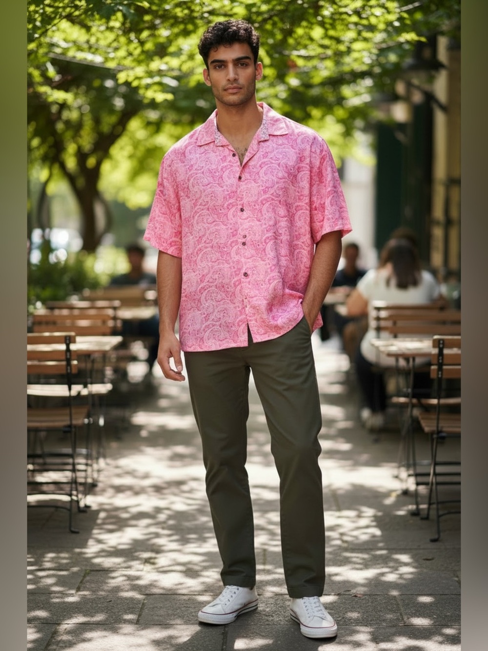 Robert Graham Vibrant Pink Paisley Short Sleeve Button-Up Shirt
